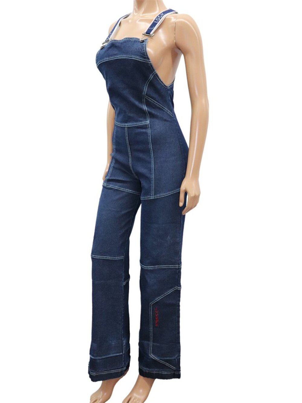 RARE LOGIK 90s Denim Jumpsuit Flared Wide Leg Overalls Canada 28 - Picture 3 of 6